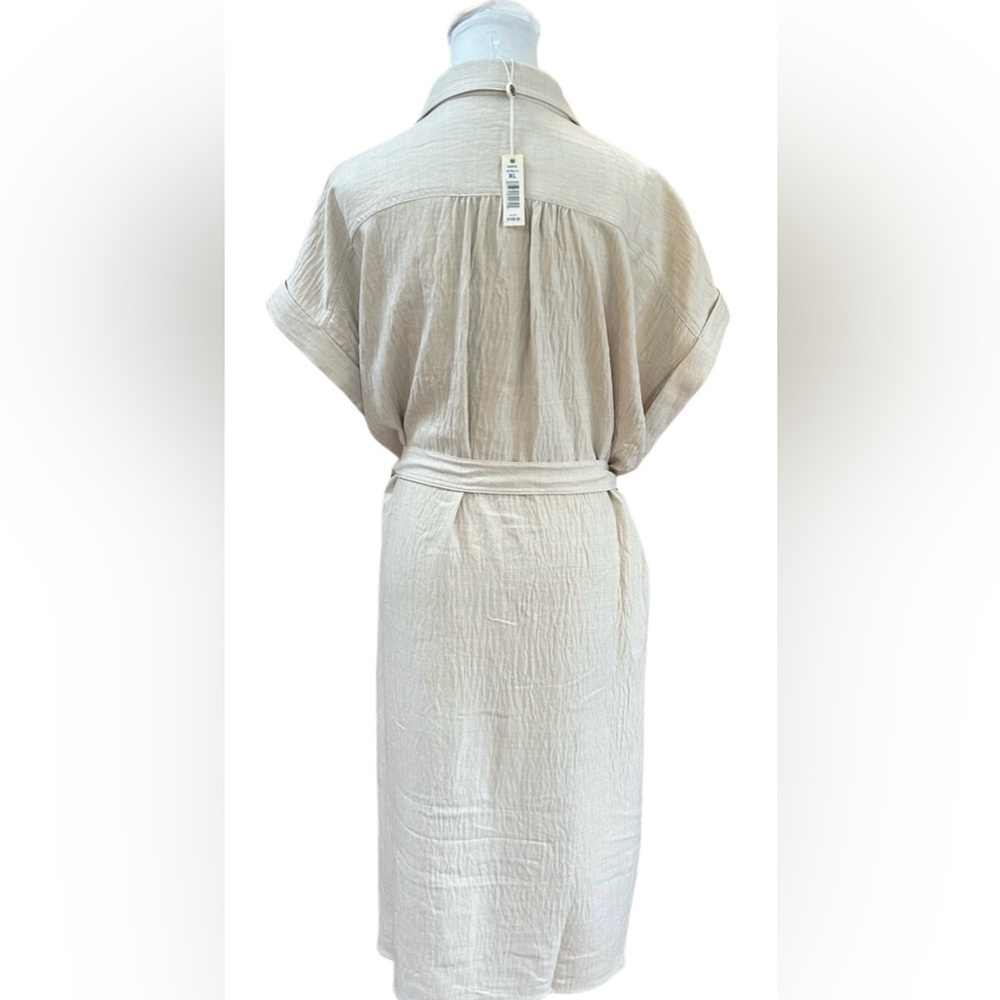 NWOT Max Studio Beige Tie-Waist Midi Shirt Dress Sz XL Women - Picture 10 of 10